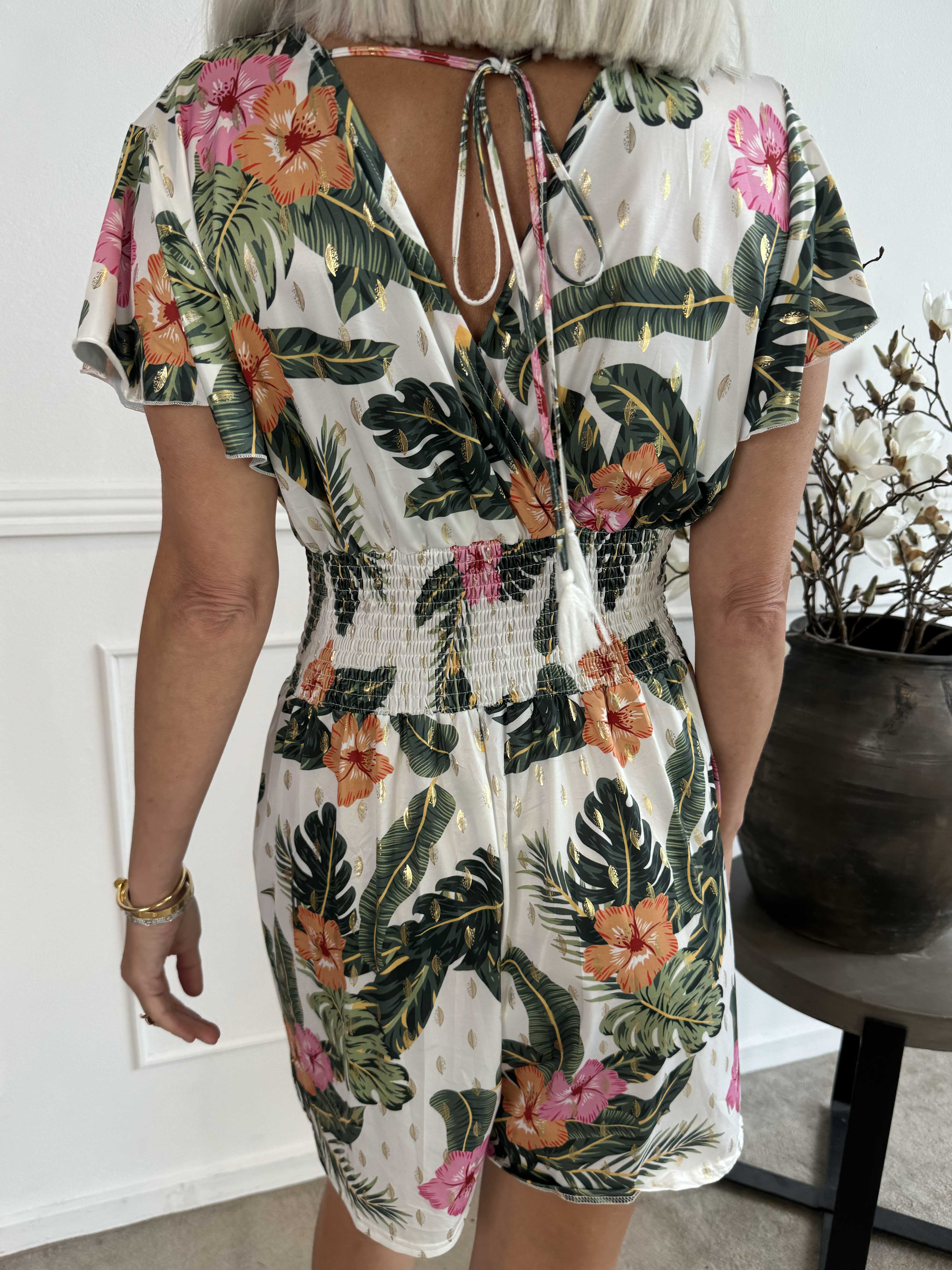 Pams Flower Playsuit - Elastisk playsuit med fickor